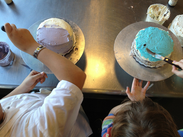 kids making cakes with sprouts