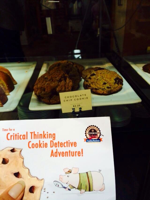 Mindy, of Jade Chocolates, hit the town with her little cookie detective and their Kickstarter cookie reward to learn about critical thinking through cookies.